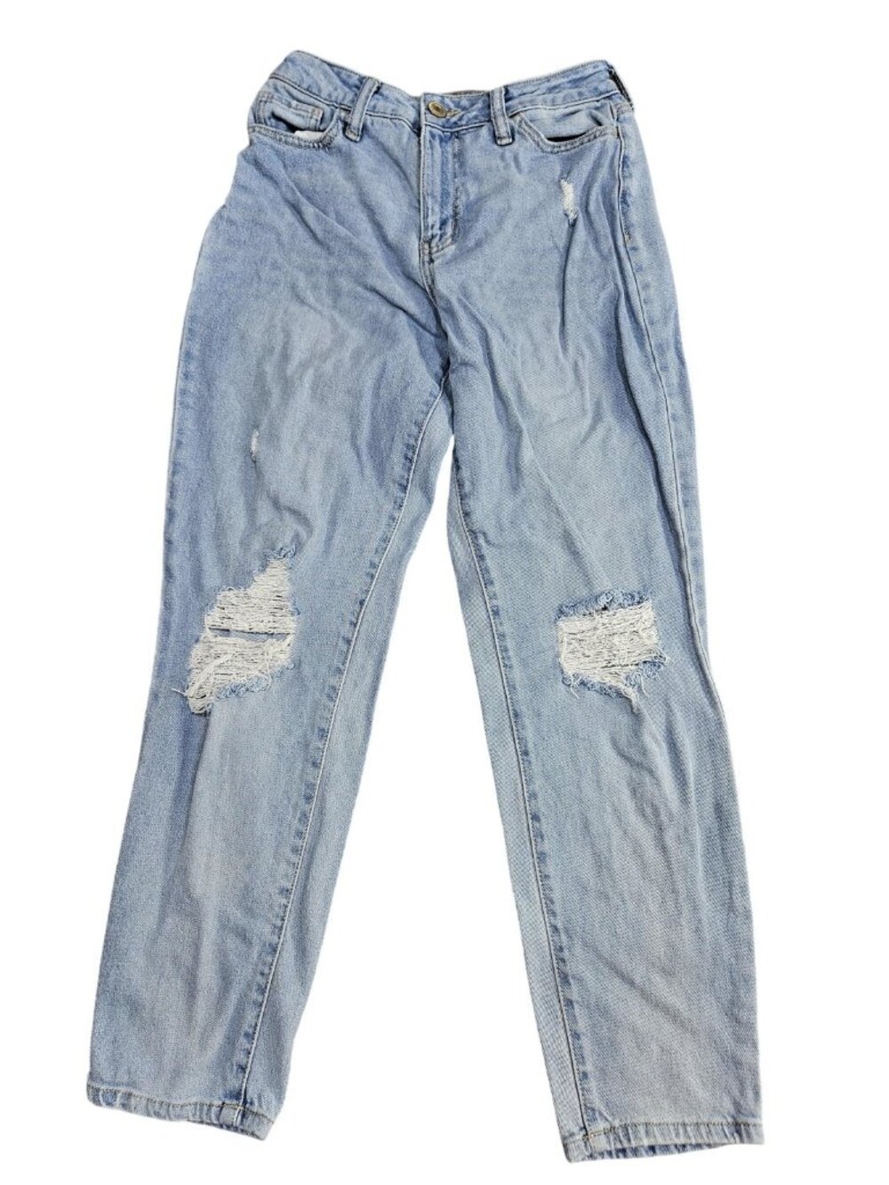 SO Goods For Life High Rise Mom Jeans Womens 0/24W Light Wash‎ Distressed